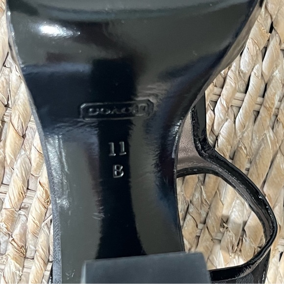 NEW Coach "Lydia" Signature "C" Logo Jacquard T Strap Heels size 11 M Black - Picture 6 of 8